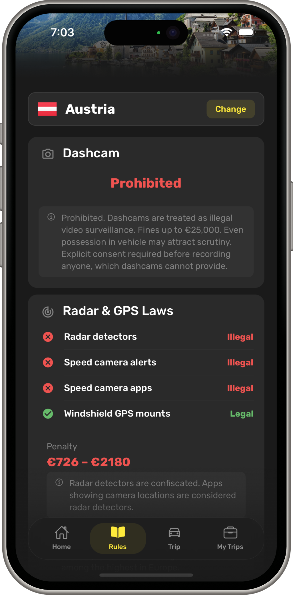 Never get fined in another country