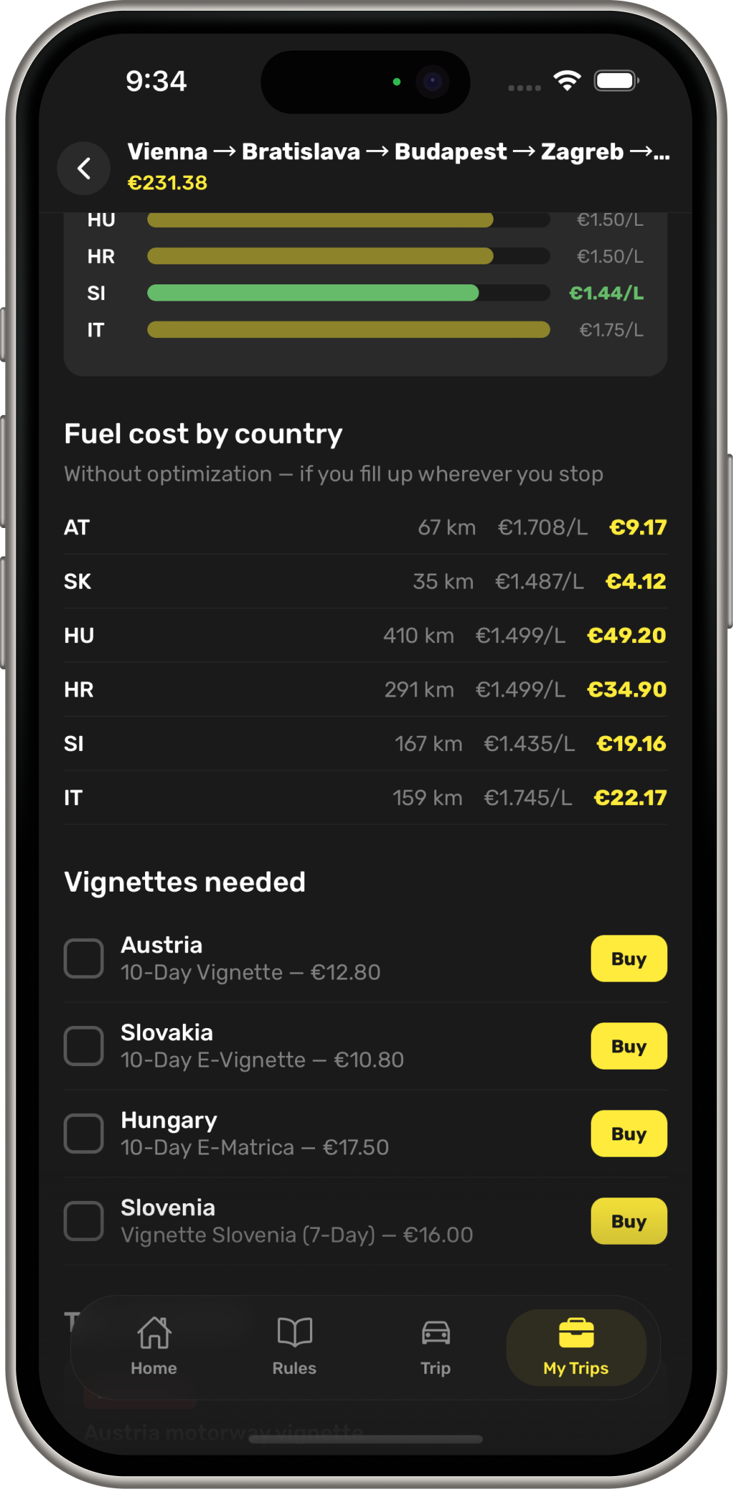 Save trips & access them on the go